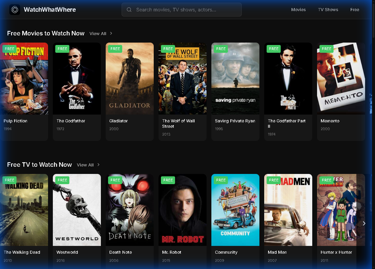 WatchWhatWhere - Movie and TV Show Discovery Platform
